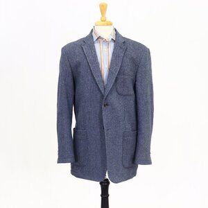 Joseph Abboud Elbow Patch 42L Blue 2-Button Sport Coat Blazer Jacket P049
